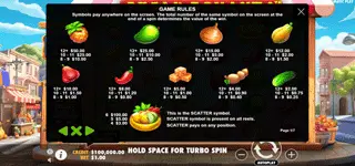 คุณสมบัติเกมสล็อต Rujak Bonanza
